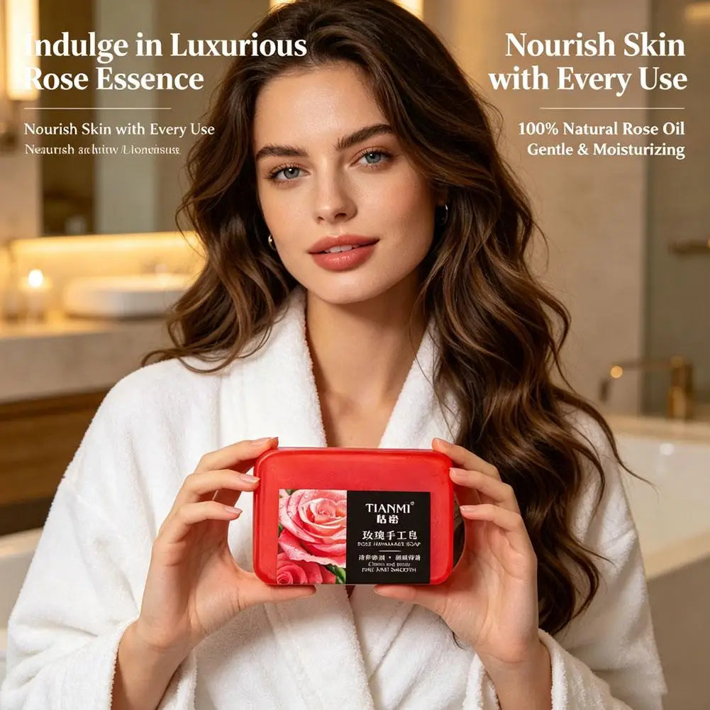 Rose essential oil soap deeply cleanses your face and body, leaving a long-lasting fragrance while moisturizing and hydrating