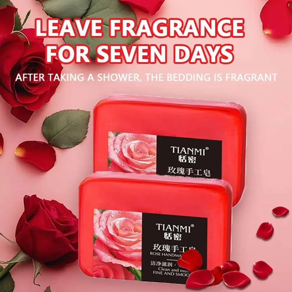 Rose essential oil soap deeply cleanses your face and body, leaving a long-lasting fragrance while moisturizing and hydrating