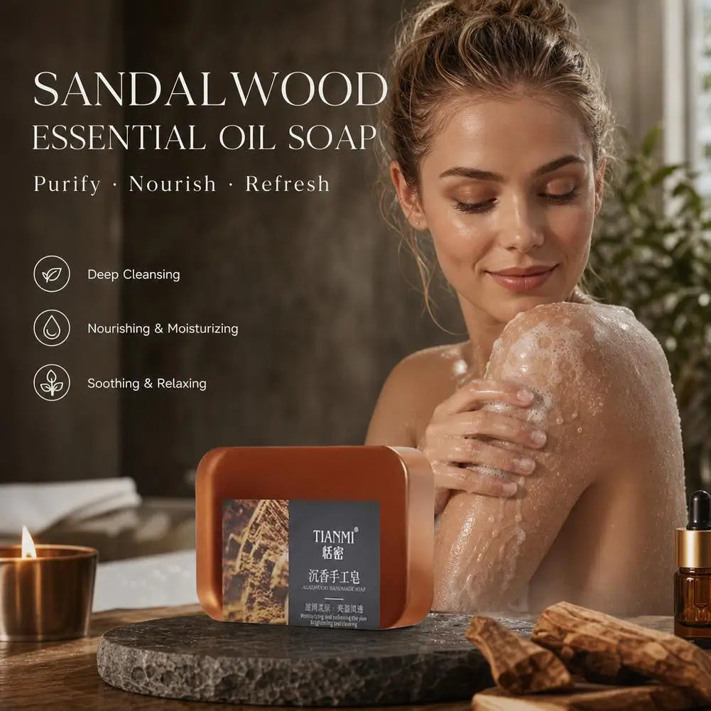 Agarwood Soap Cleansing Soap,Handmade Bath Deodorant Moisturizing Shower, Long Lasting Plant Based Body Soap For Men & Women